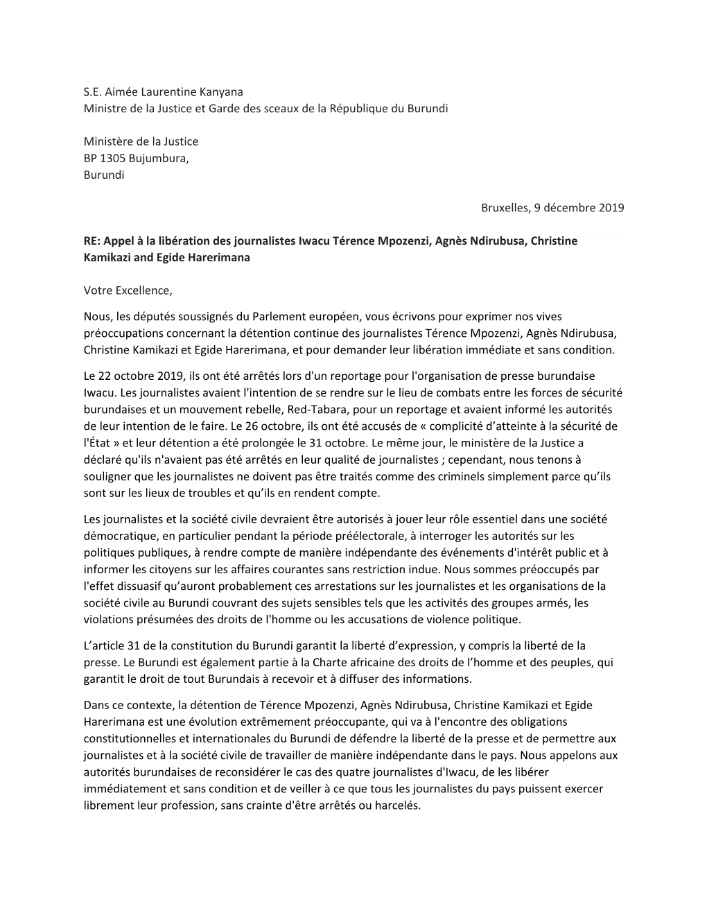 S.E. Aimée Laurentine Kanyana Ministre De La Justice Et Garde Des Sceaux De La République Du Burundi