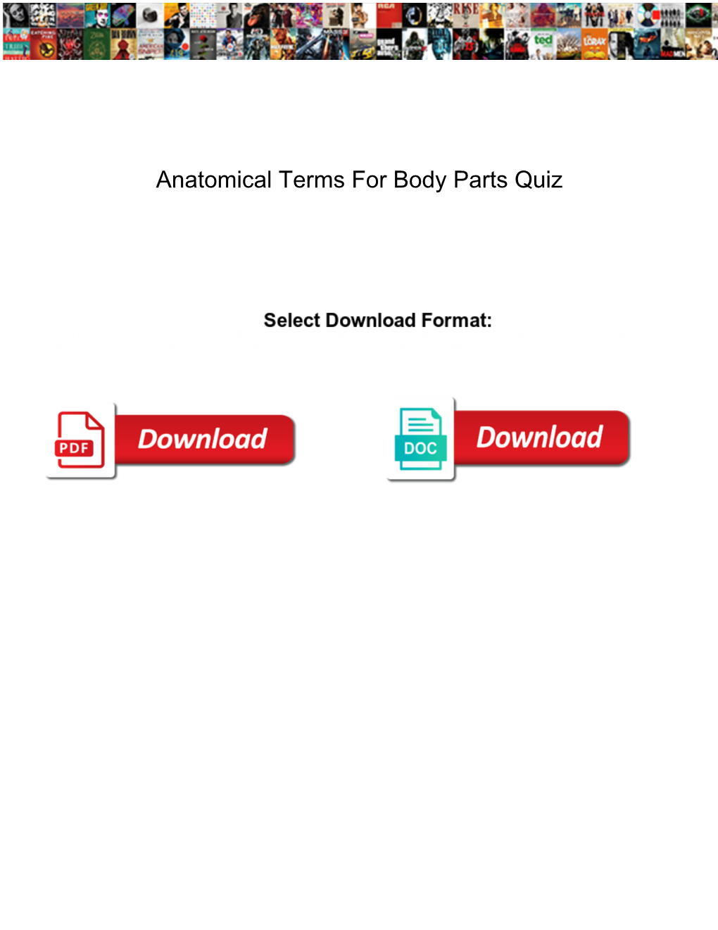 Anatomical Terms for Body Parts Quiz