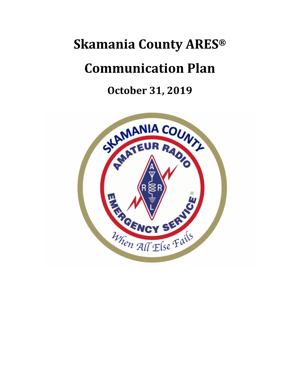 Skamania County ARES Communications Plan 20191031