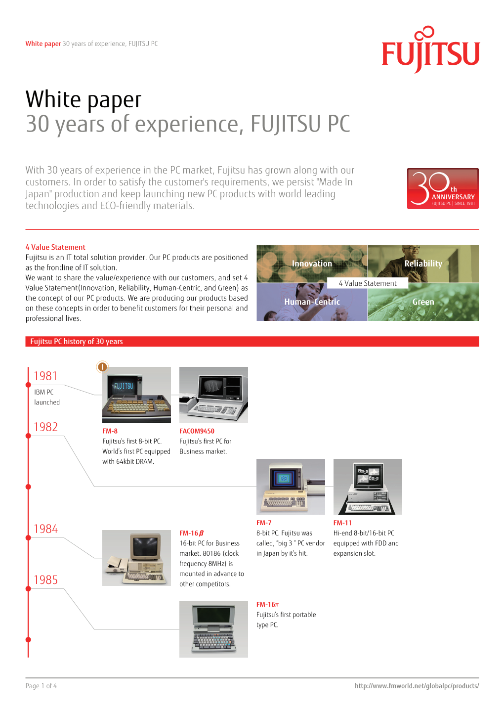 White Paper 30 Years of Experience, FUJITSU PC