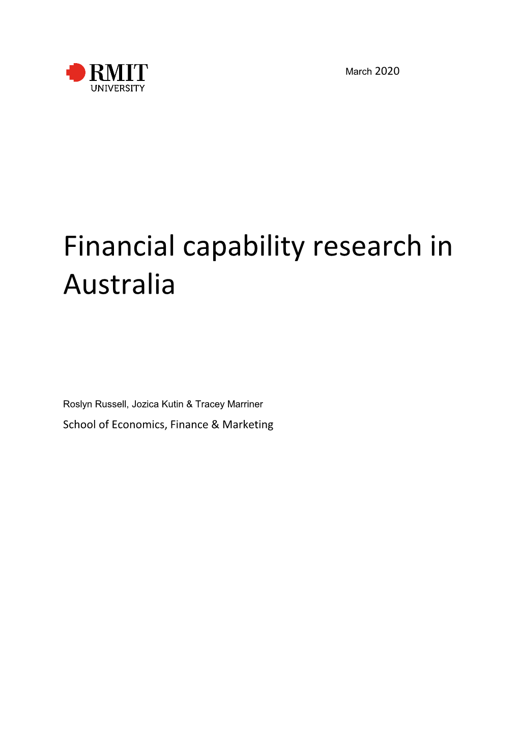 Financial Capability Research in Australia