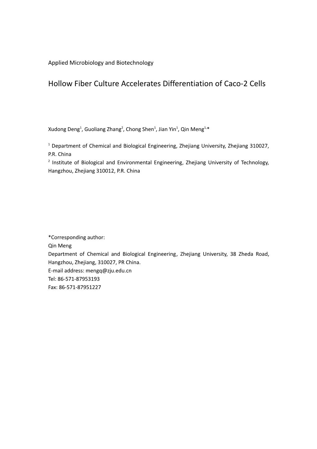 A Novel Bioreactor of Caco-2 Cell Cultured on Polyethersulfone Hollow Fiber Membranes For