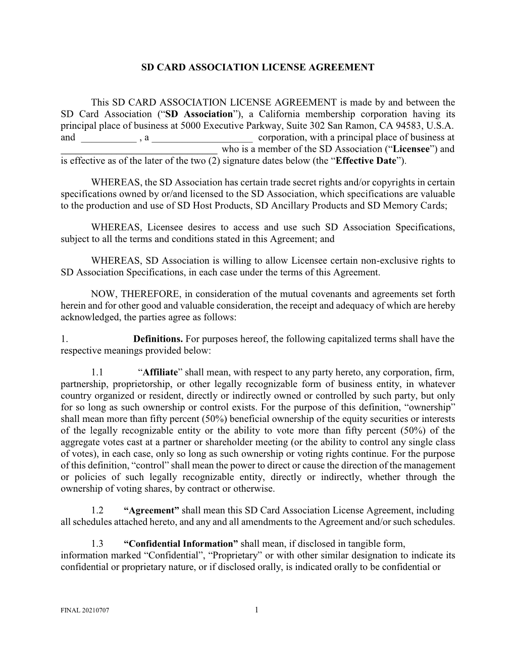 SDA License Agreement