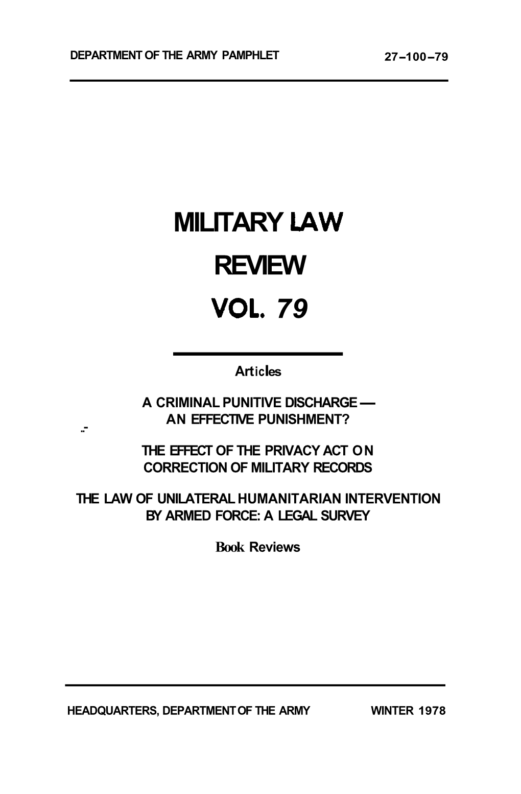 Military Law Review Vol. 79