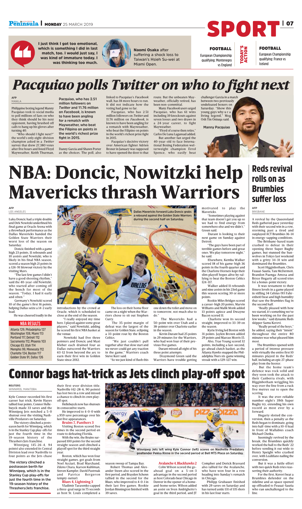 NBA: Doncic, Nowitzki Help Mavericks Thrash Warriors