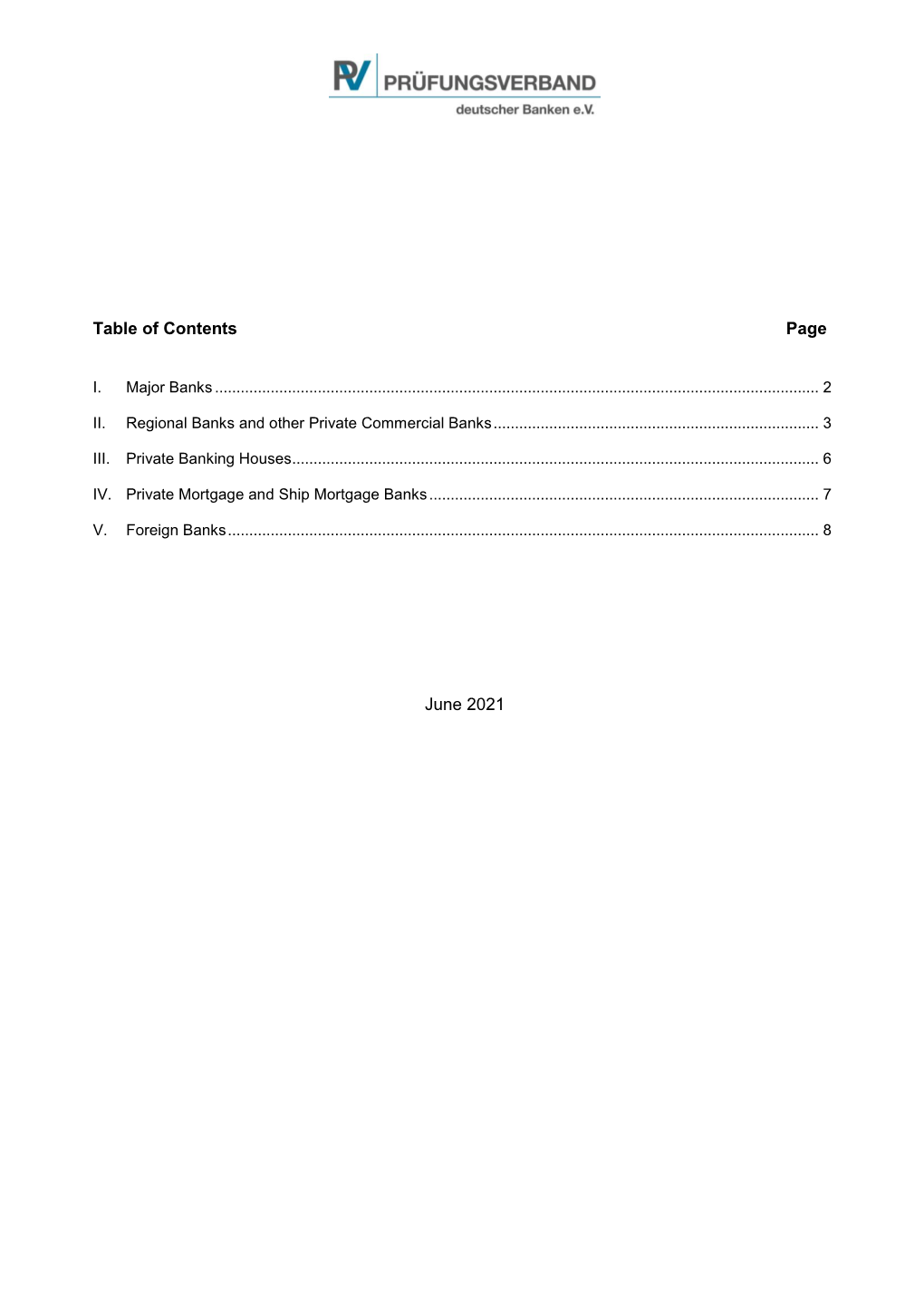 Table of Contents Page June 2021