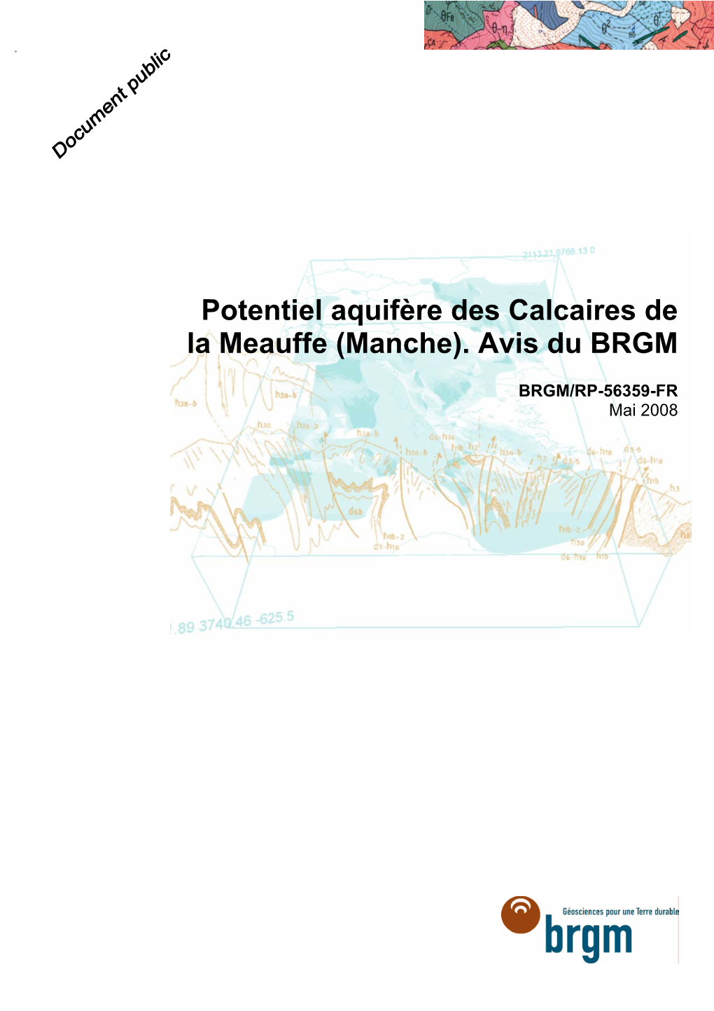Potentiel Aquifère Des Calcaires De La Meauffe (Manche). Avis Du BRGM