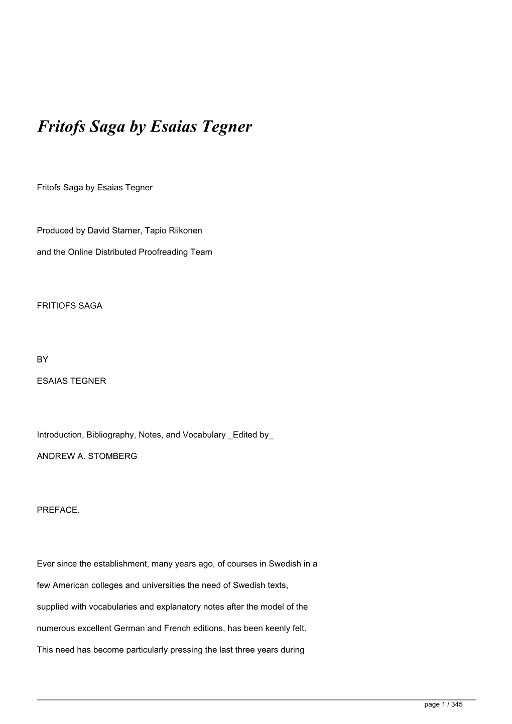 Fritofs Saga by Esaias Tegner</H1>