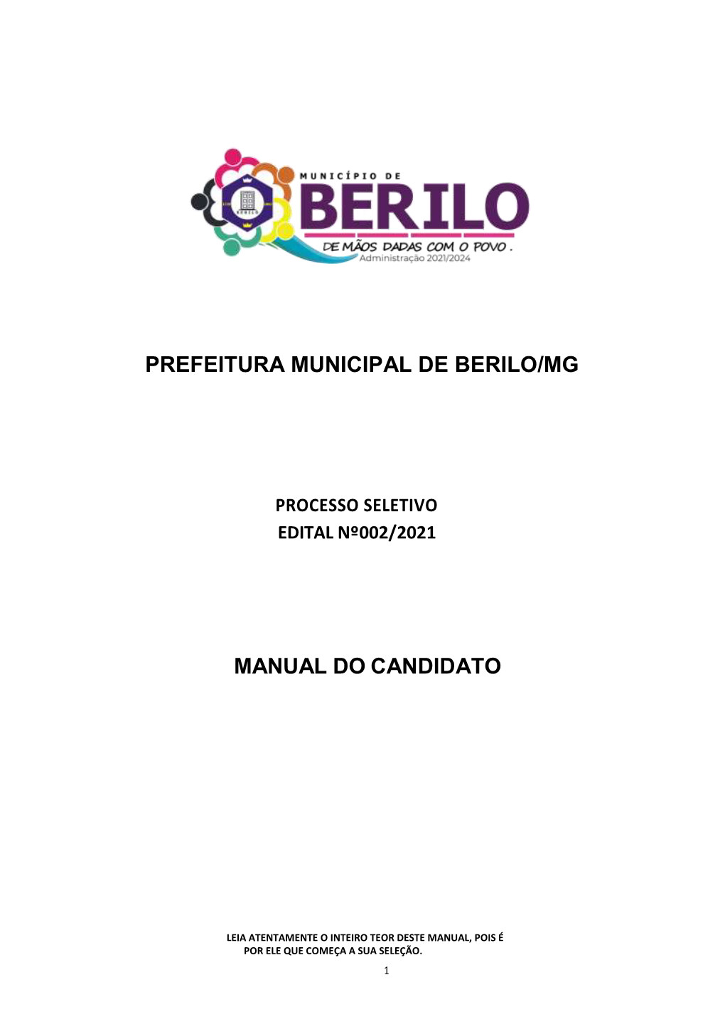 Prefeitura Municipal De Berilo/Mg Manual Do