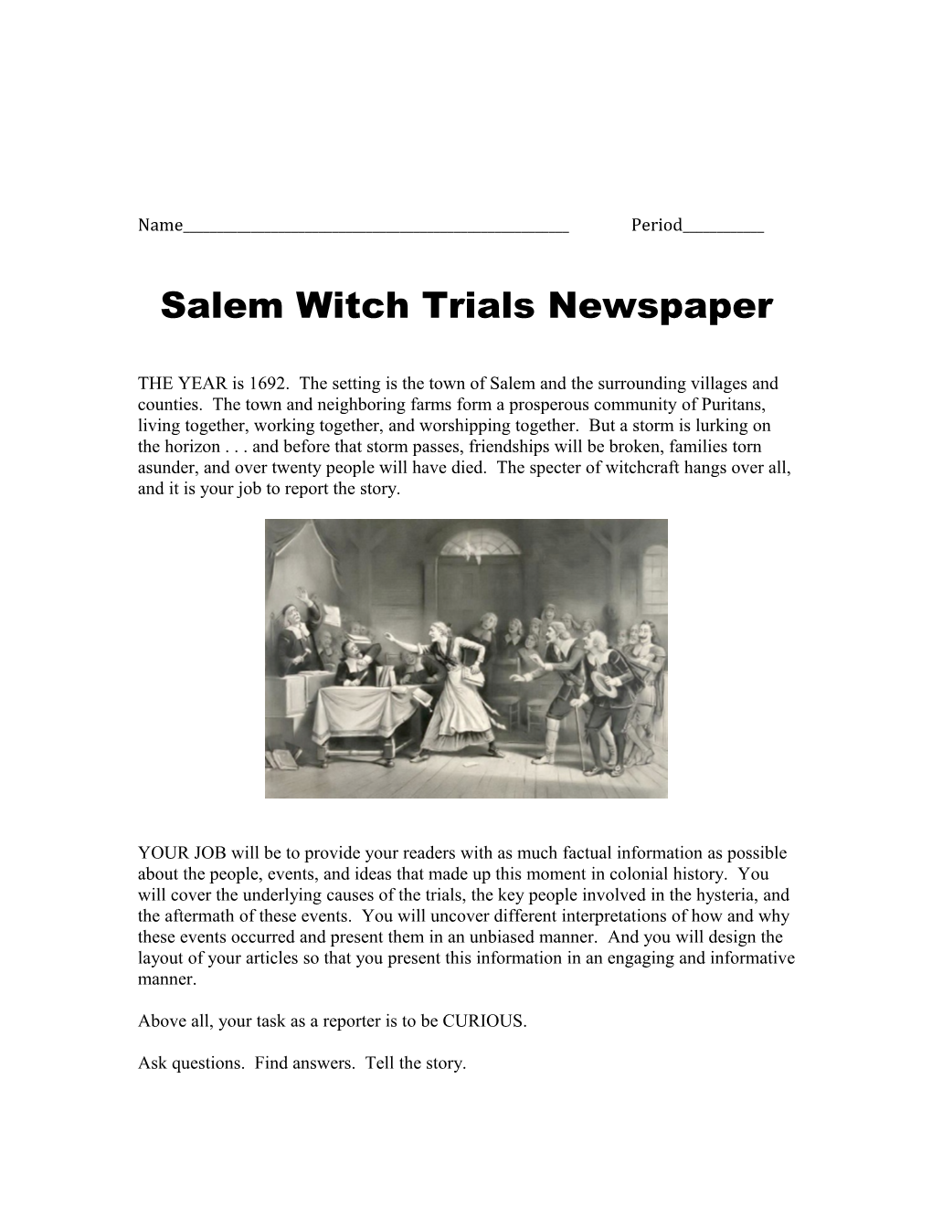 Salem Witch Trials Newspaper