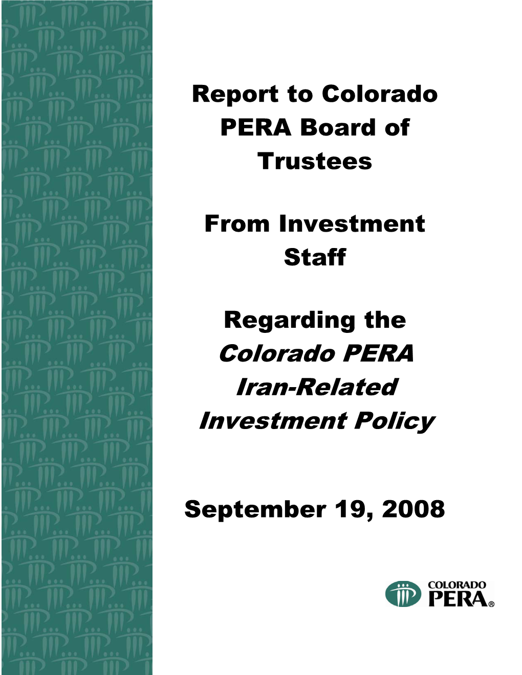 Colorado PERA Iran-Related Investment Policy