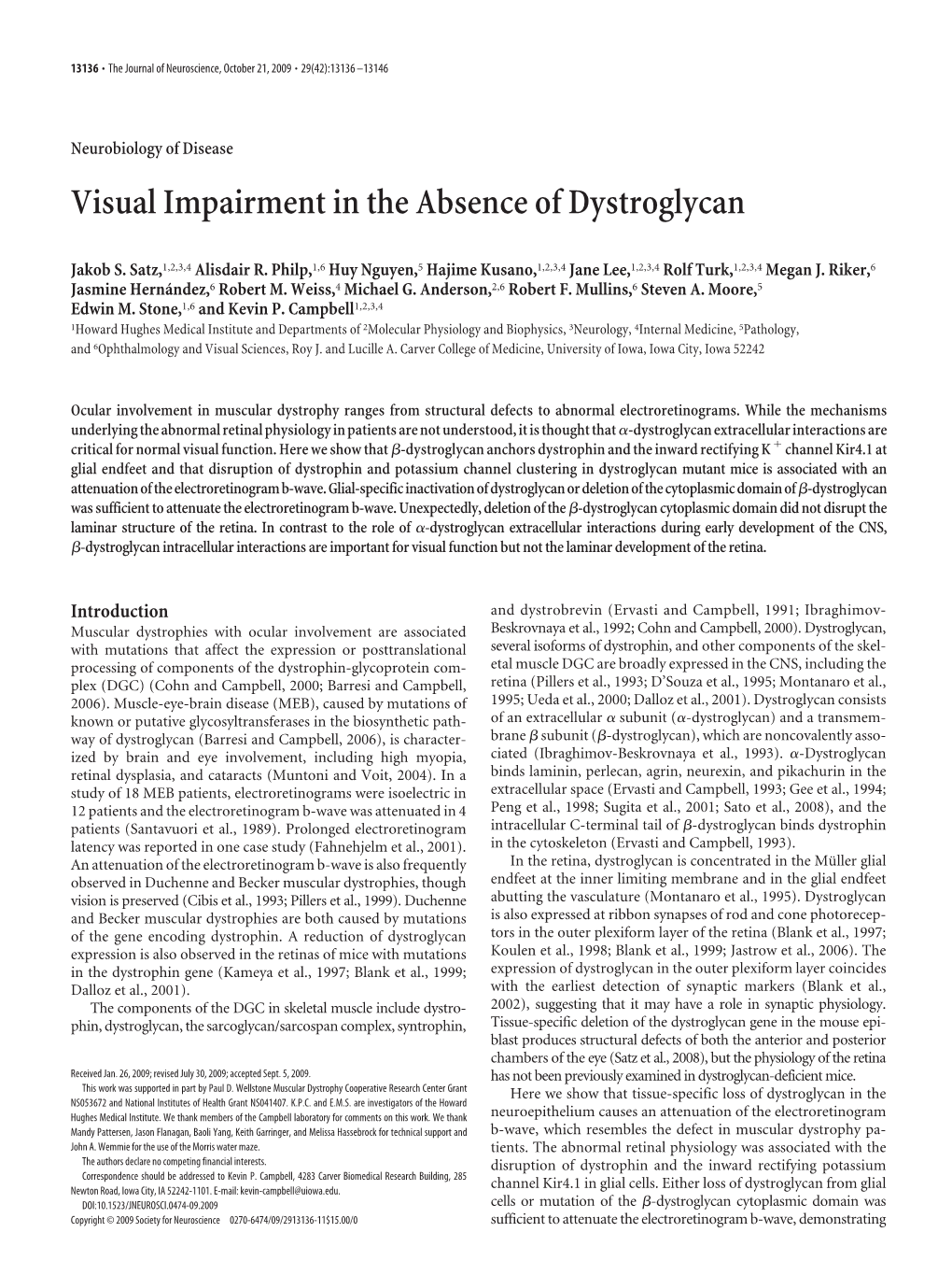 Visual Impairment in the Absence of Dystroglycan