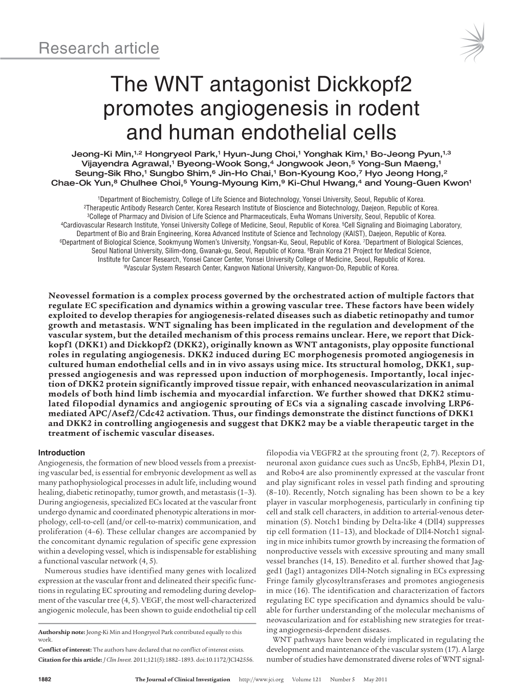 The WNT Antagonist Dickkopf2 Promotes Angiogenesis in Rodent