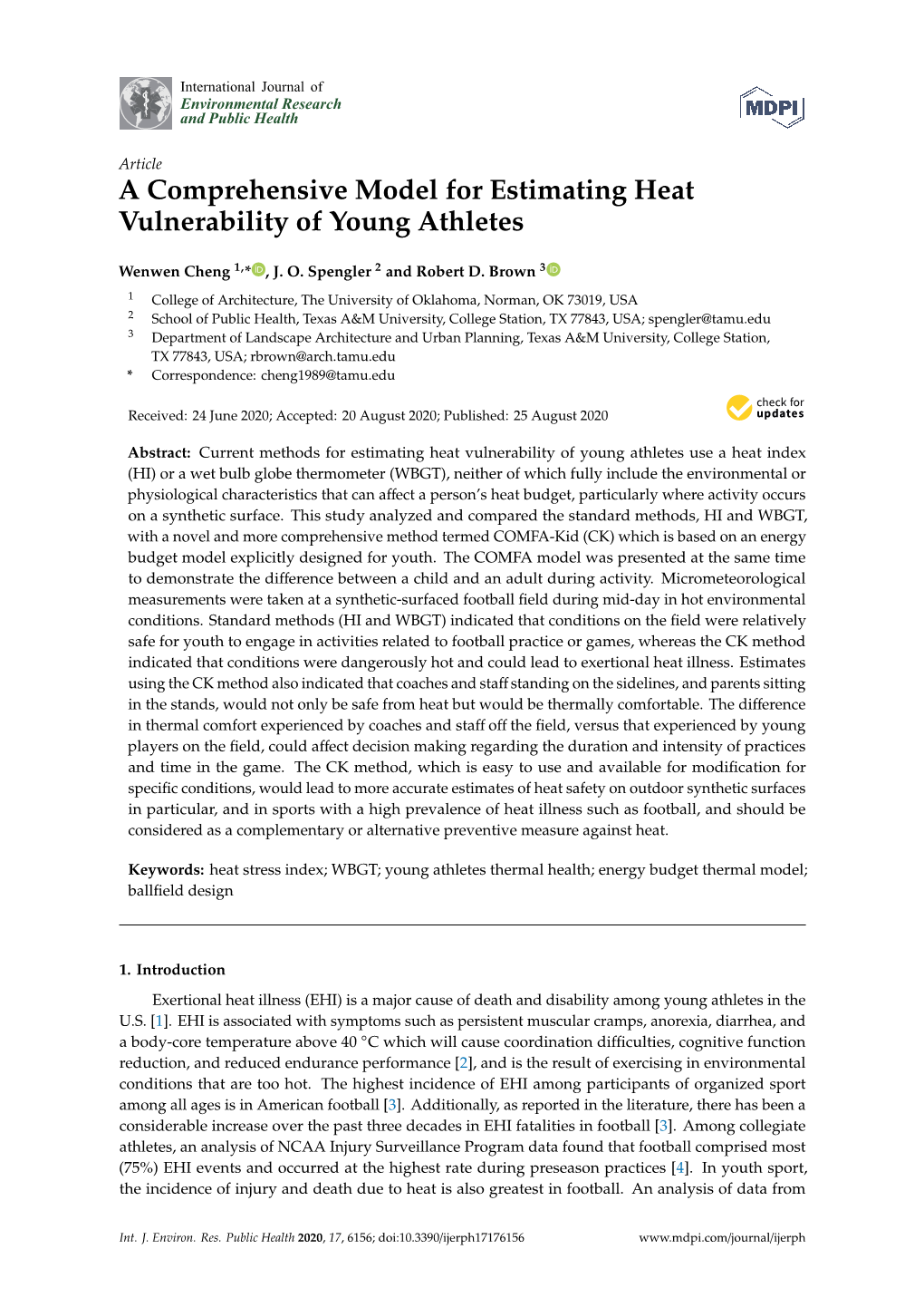 A Comprehensive Model for Estimating Heat Vulnerability of Young Athletes