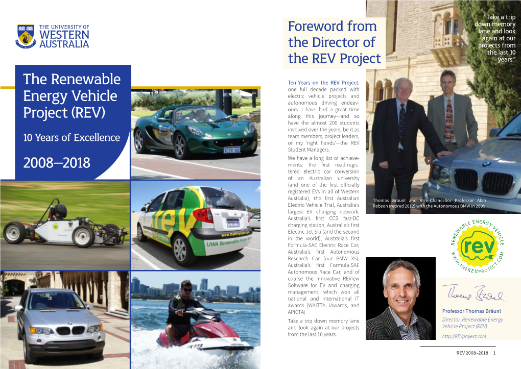 The Renewable Energy Vehicle Project (REV) 2008–2018