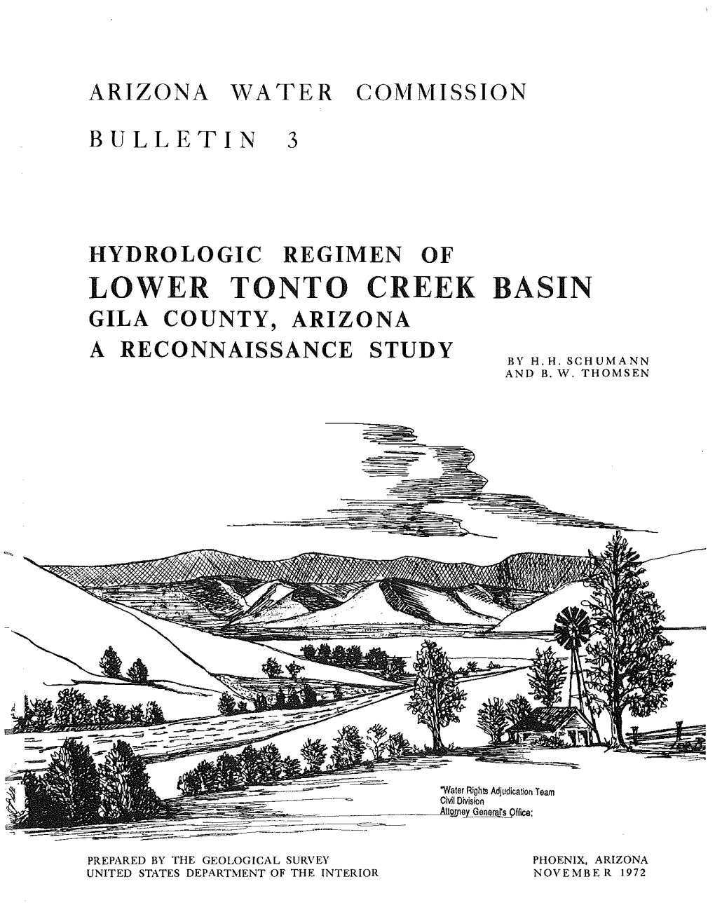 Hydrologic Regimen of Lower Tonto Creek Basin Gila County, Arizona