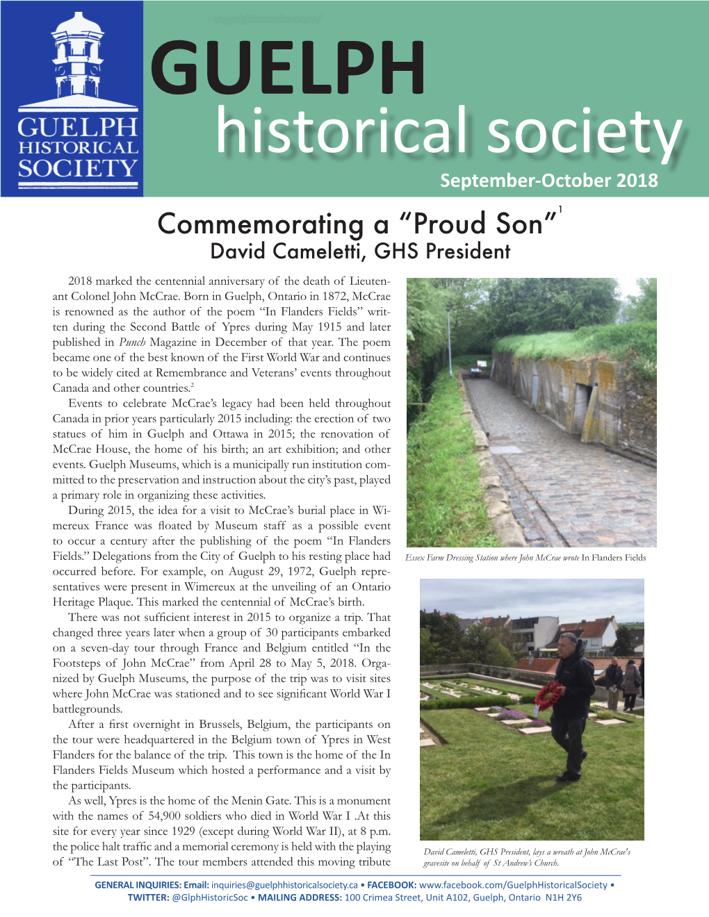 GUELPH Historical Society September-October 2018