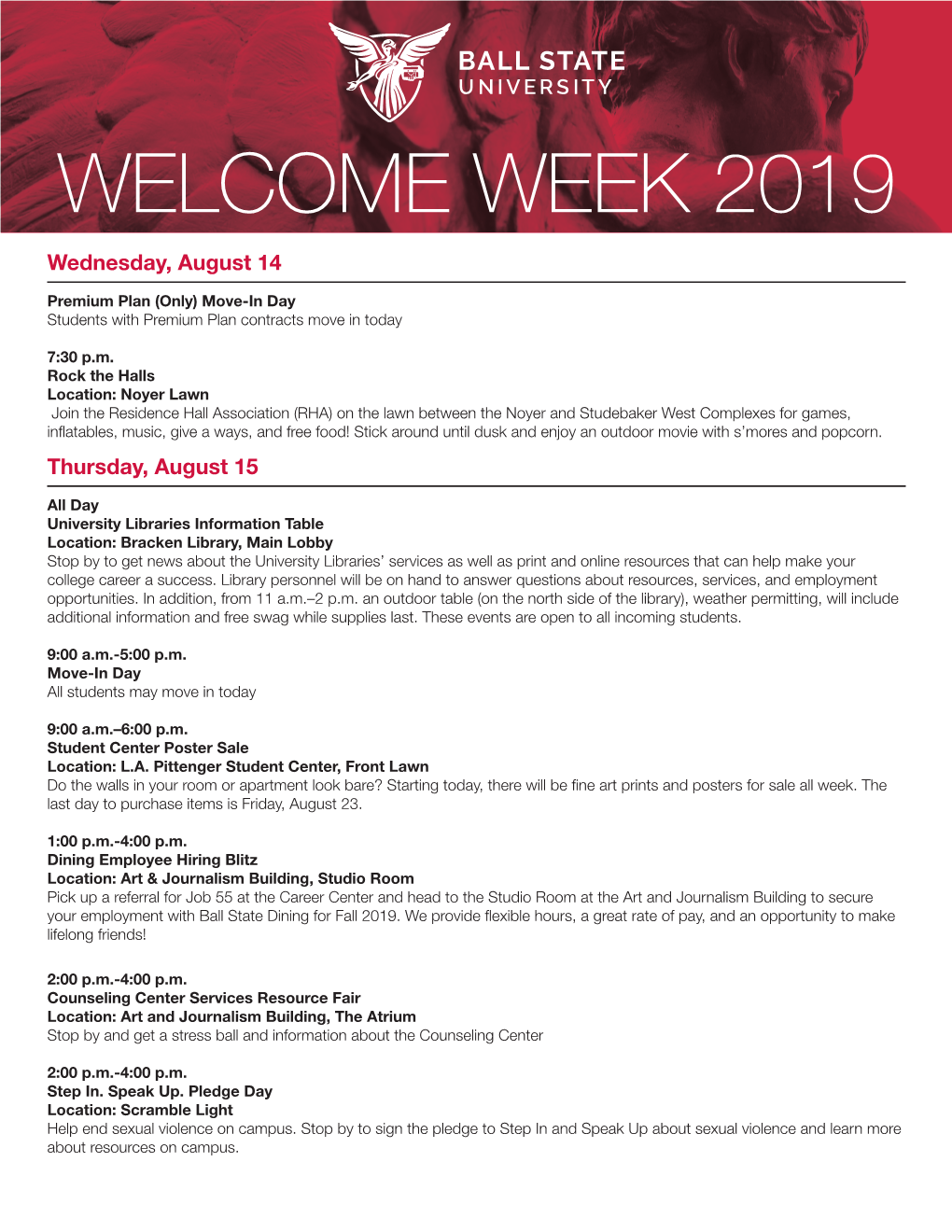 Welcome Week 2019