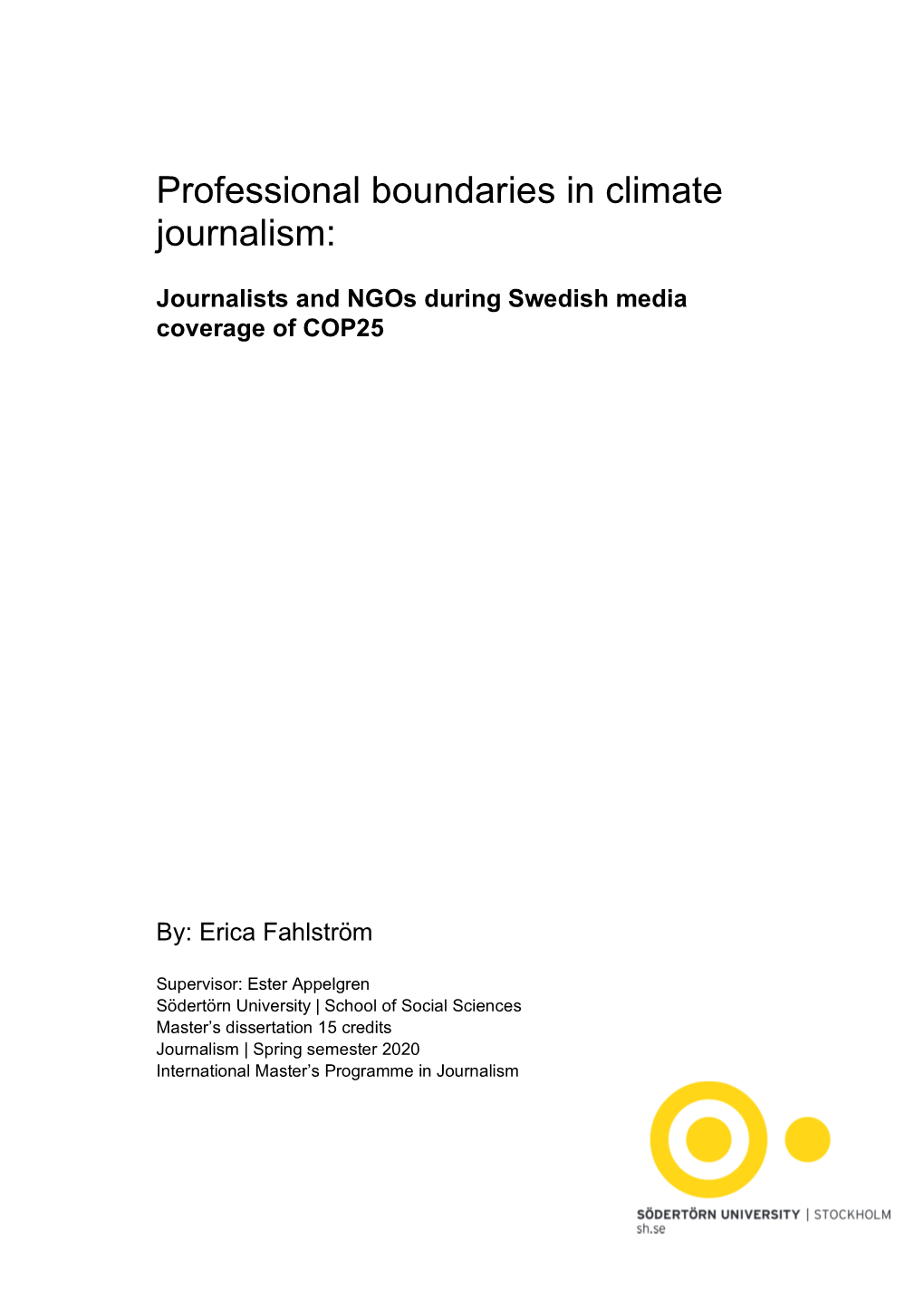 Professional Boundaries in Climate Journalism