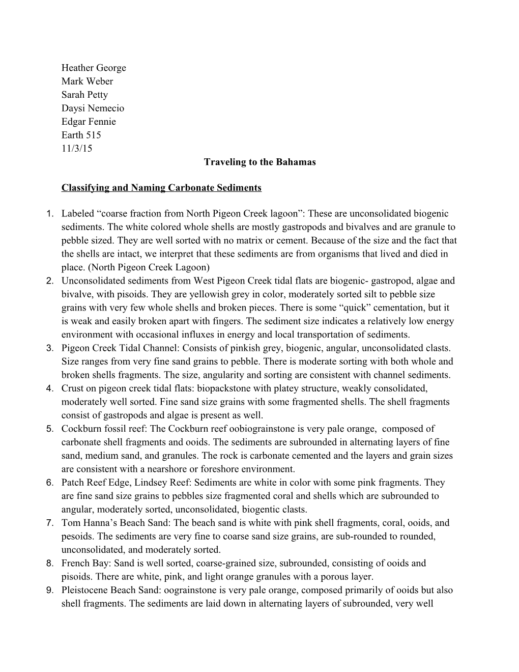 Classifying and Naming Carbonate Sediments