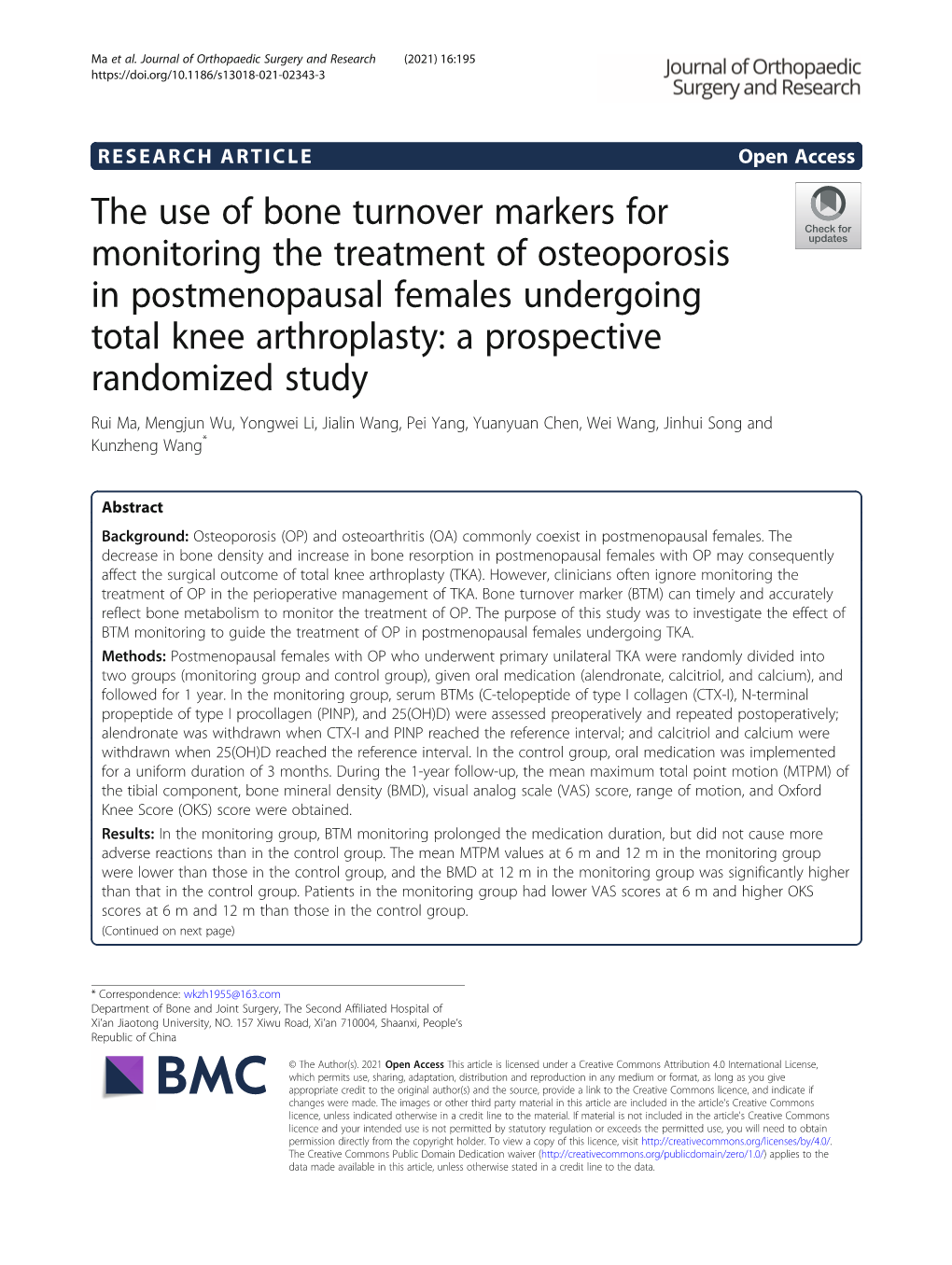 The Use of Bone Turnover Markers for Monitoring the Treatment Of