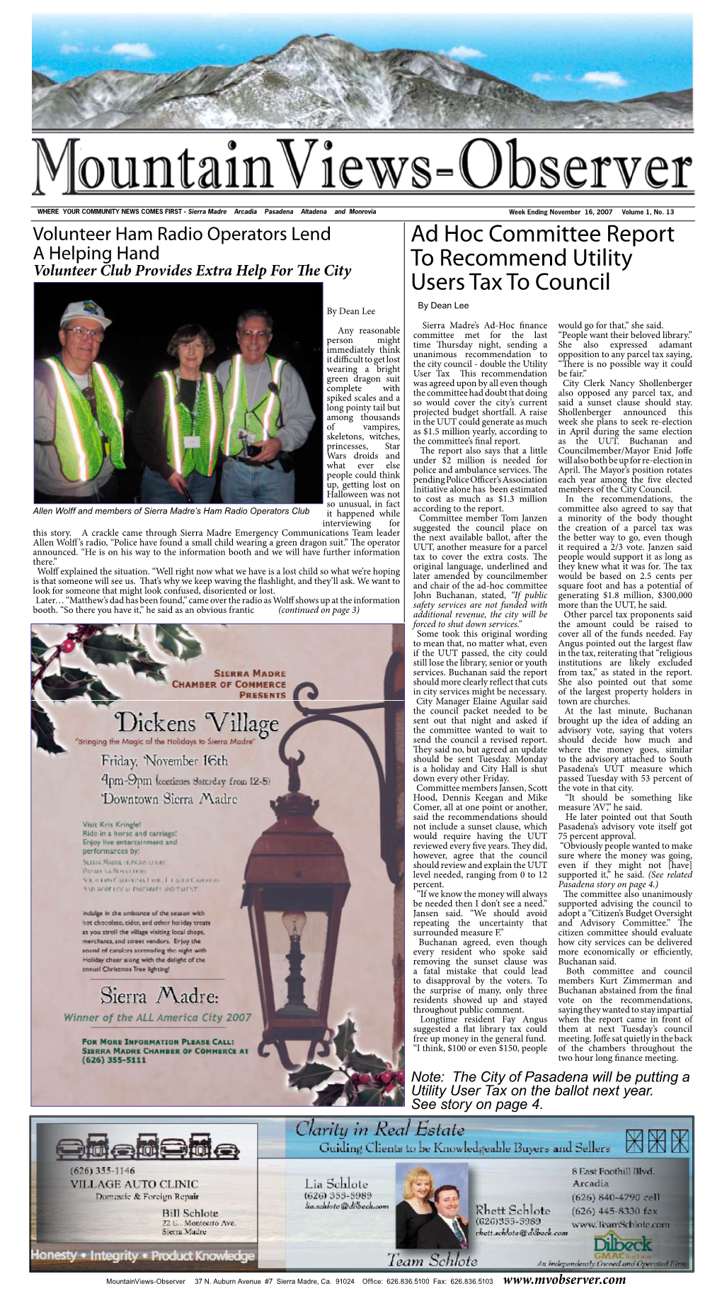 Mountainviews- Observer Publisher/ Editor Susan Henderson City Editor OPINION Dean Lee Stuart Tolchin On