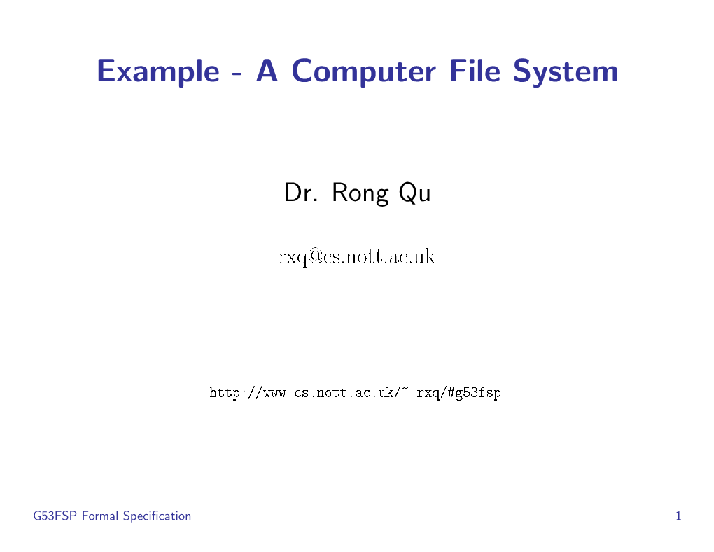 Example - a Computer File System