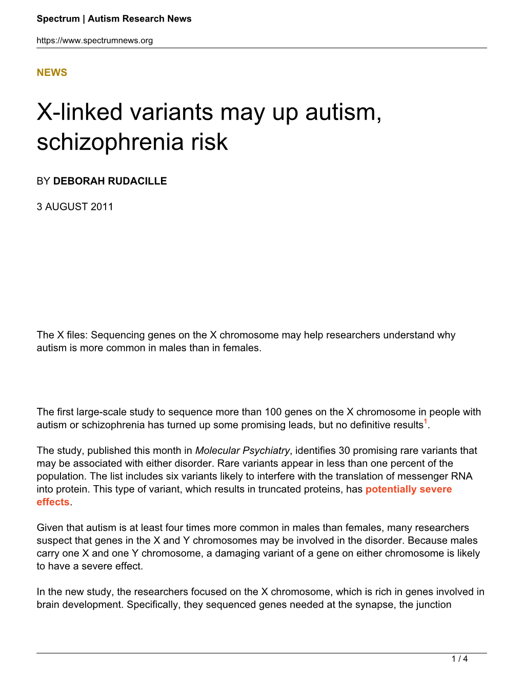 X-Linked Variants May up Autism, Schizophrenia Risk