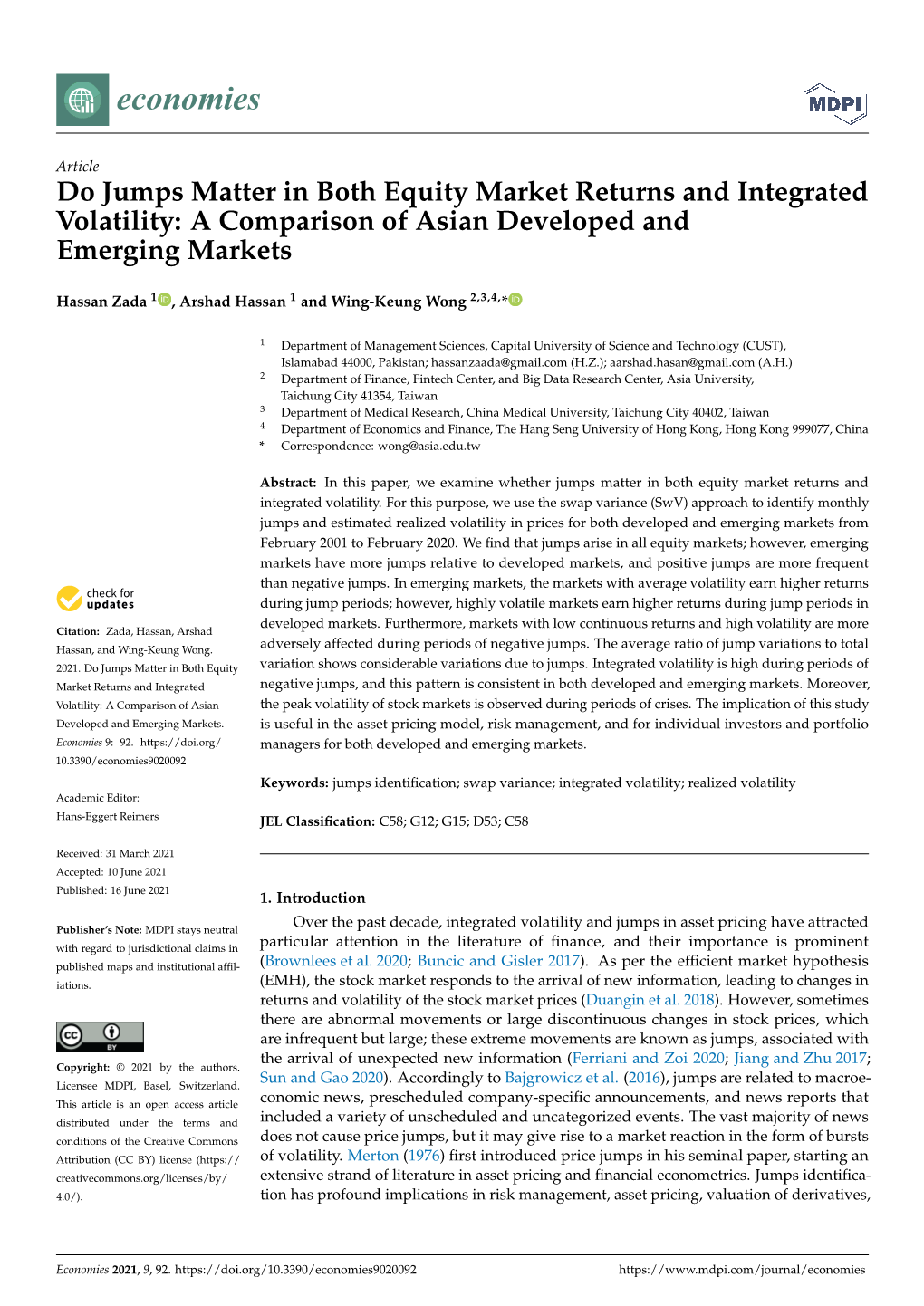 Do Jumps Matter in Both Equity Market Returns and Integrated Volatility: a Comparison of Asian Developed and Emerging Markets