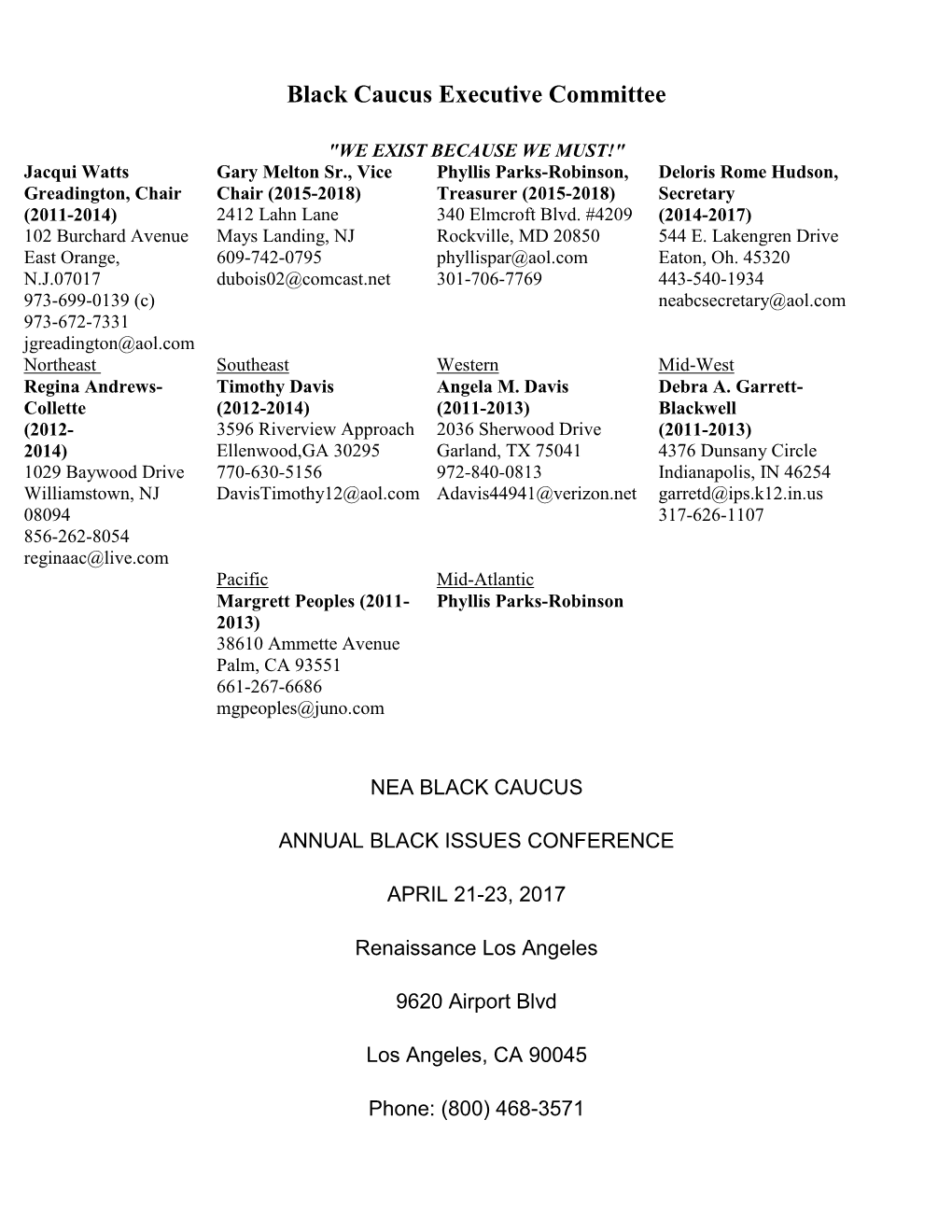 Black Caucus Executive Committee