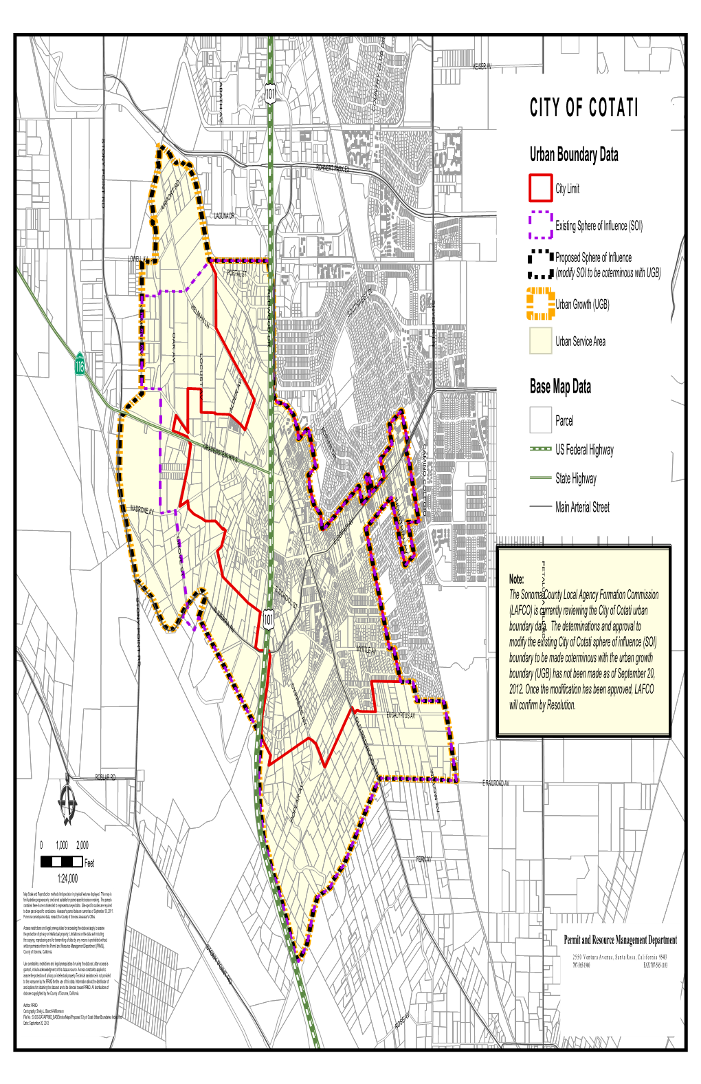 Proposed City of Cotati Urban Boundaries Index .Mxd