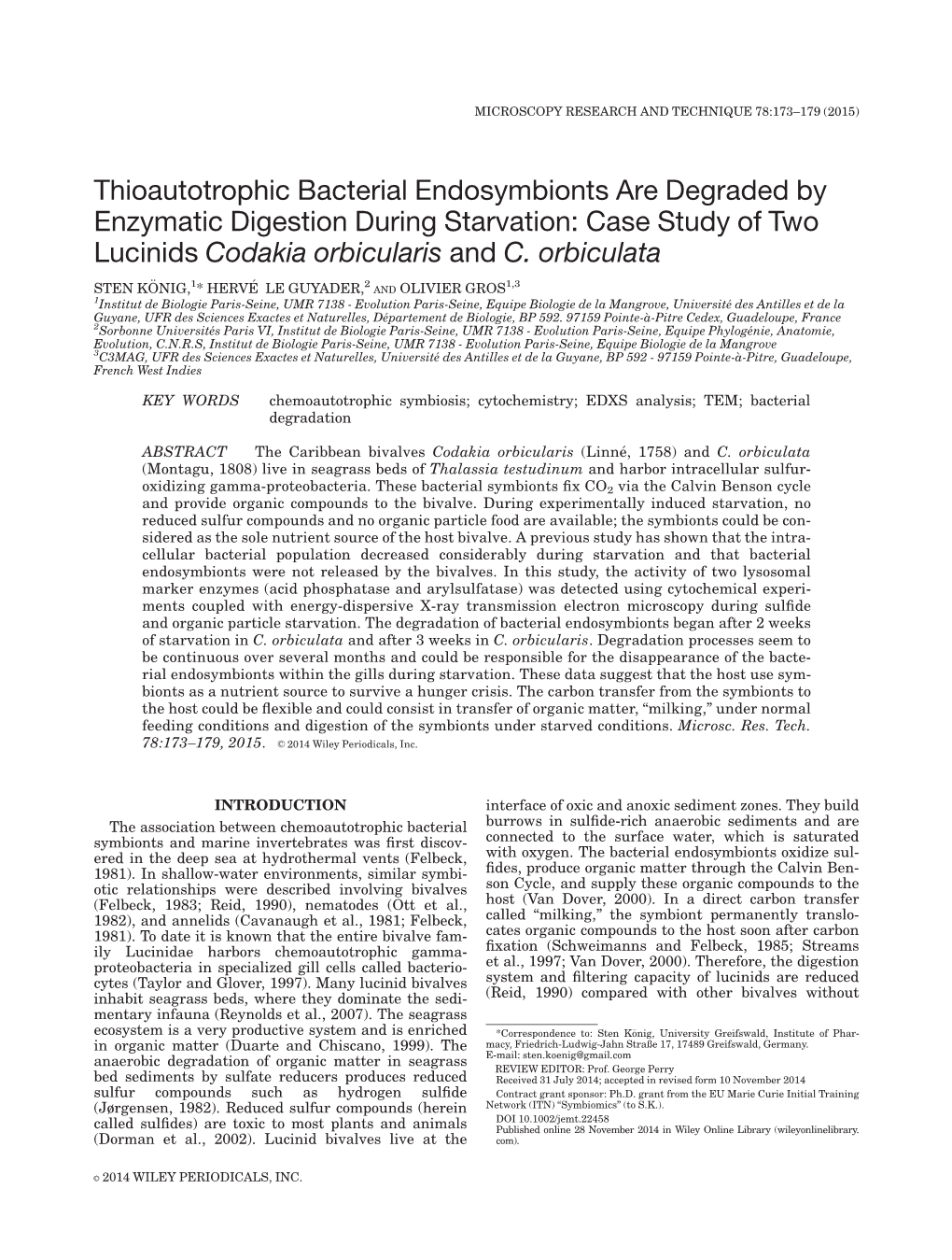 Thioautotrophic Bacterial Endosymbionts Are Degraded by Enzymatic Digestion During Starvation: Case Study of Two Lucinids Codakia Orbicularis and C
