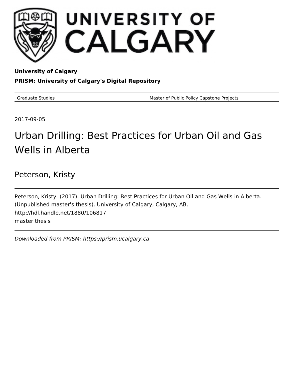 Best Practices for Urban Oil and Gas Wells in Alberta
