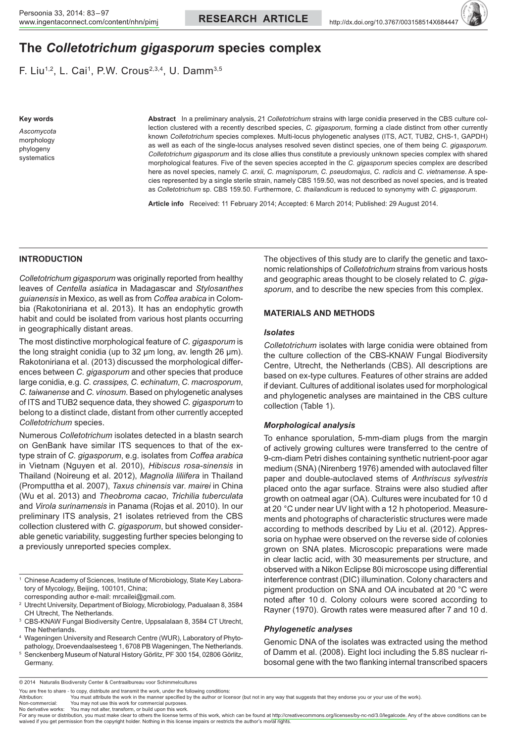 <I>Colletotrichum Gigasporum</I>