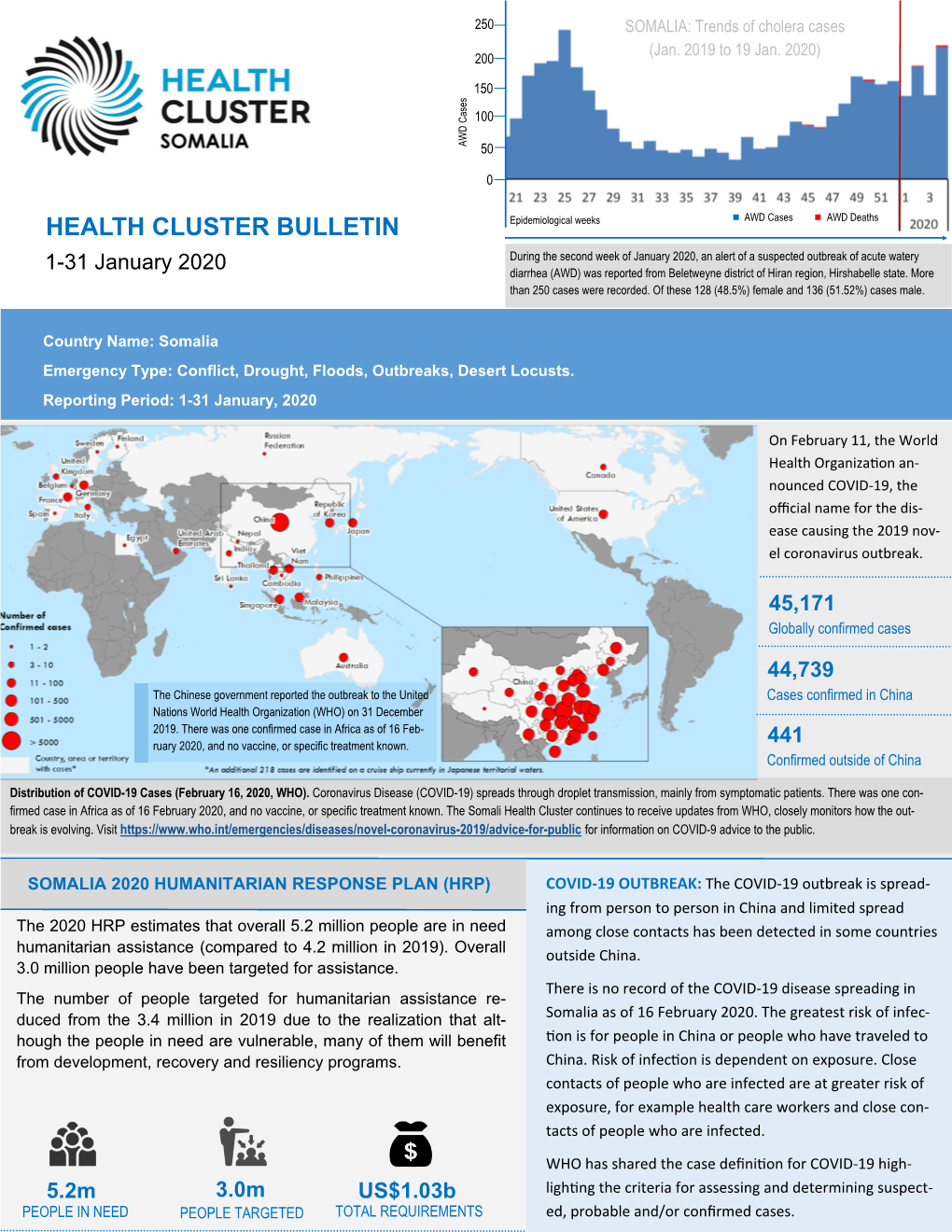 Somalia Health Cluster Bulletin, January 2020.Pub