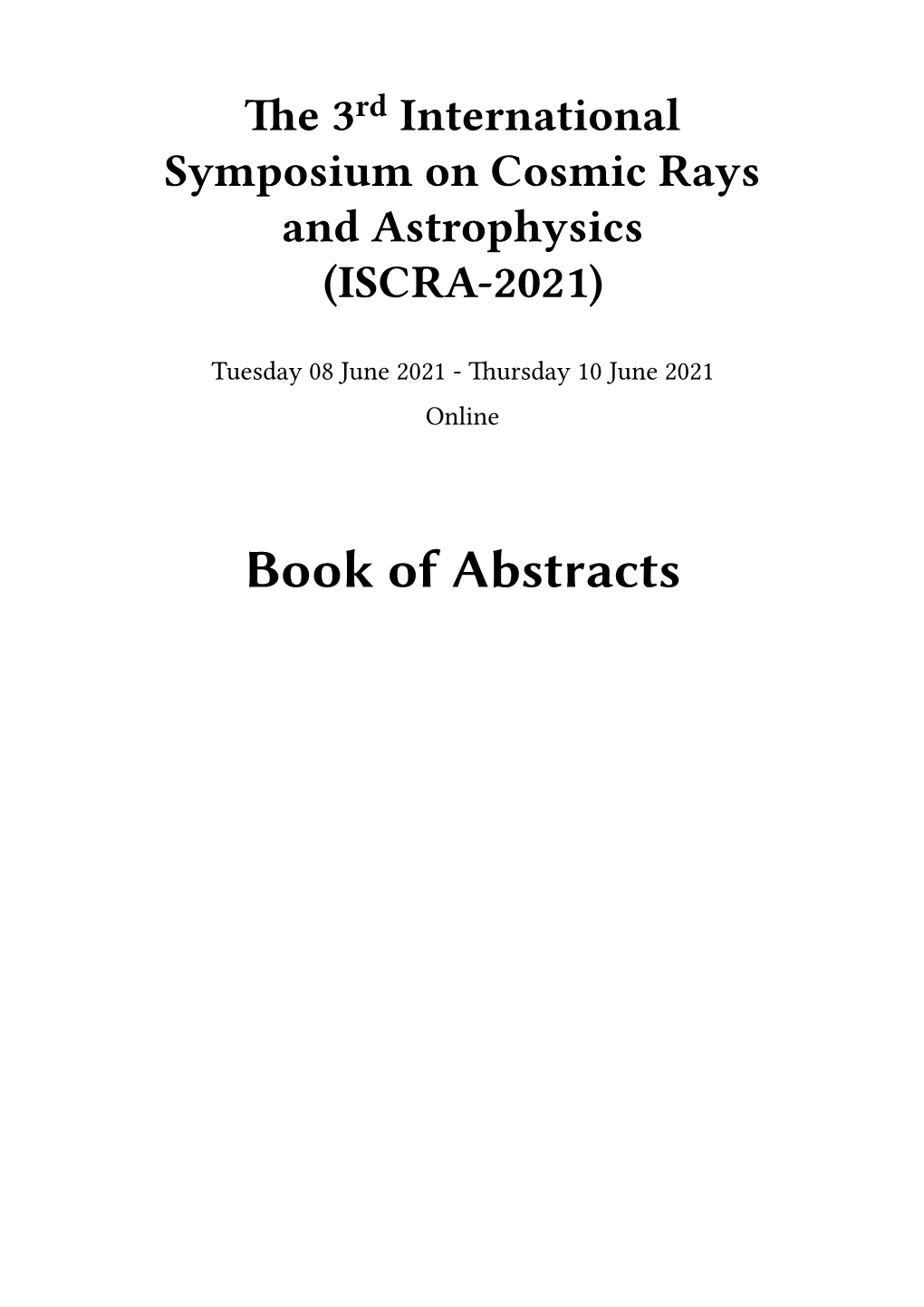 Book of Abstracts Contents