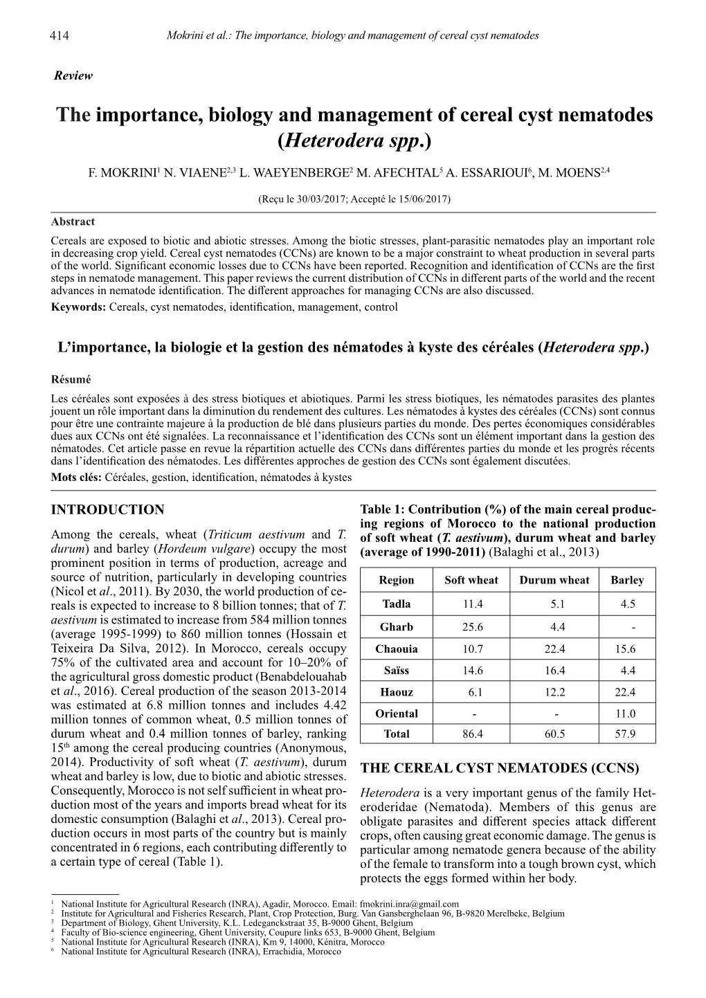 The Importance, Biology and Management of Cereal Cyst Nematodes