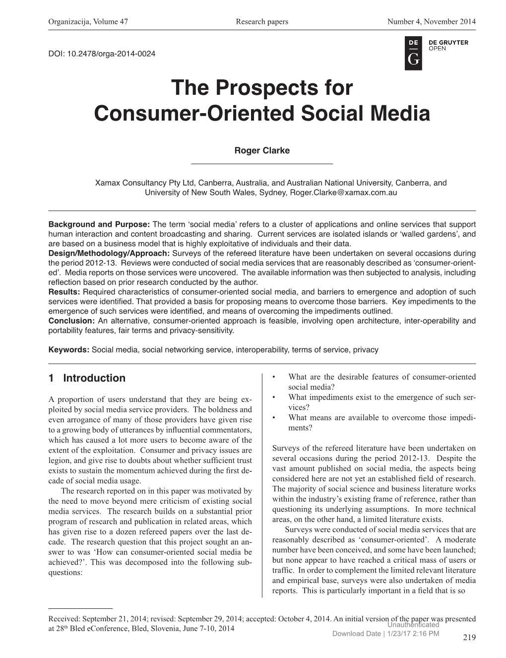 The Prospects for Consumer-Oriented Social Media