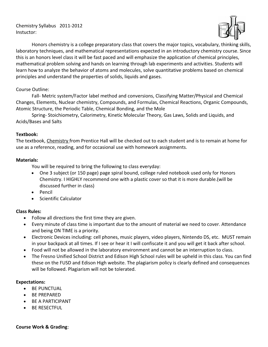 Chemistry Syllabus 2011-2012