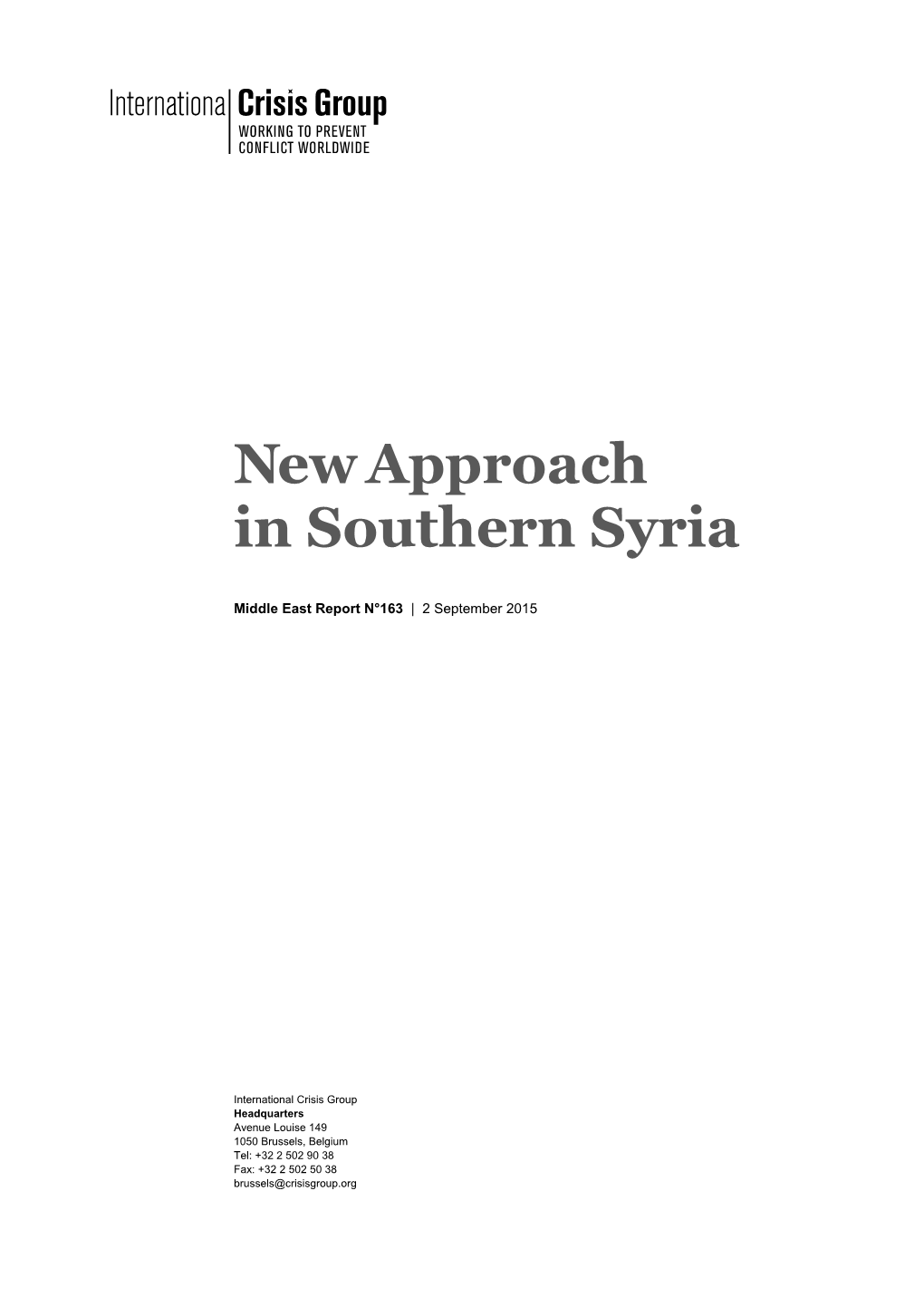 New Approach in Southern Syria