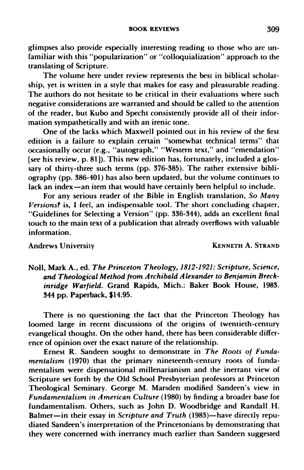 Scripture, Science, and Theological Method from Archibald Alexander to Benjamin Breck- Inridge Warfield