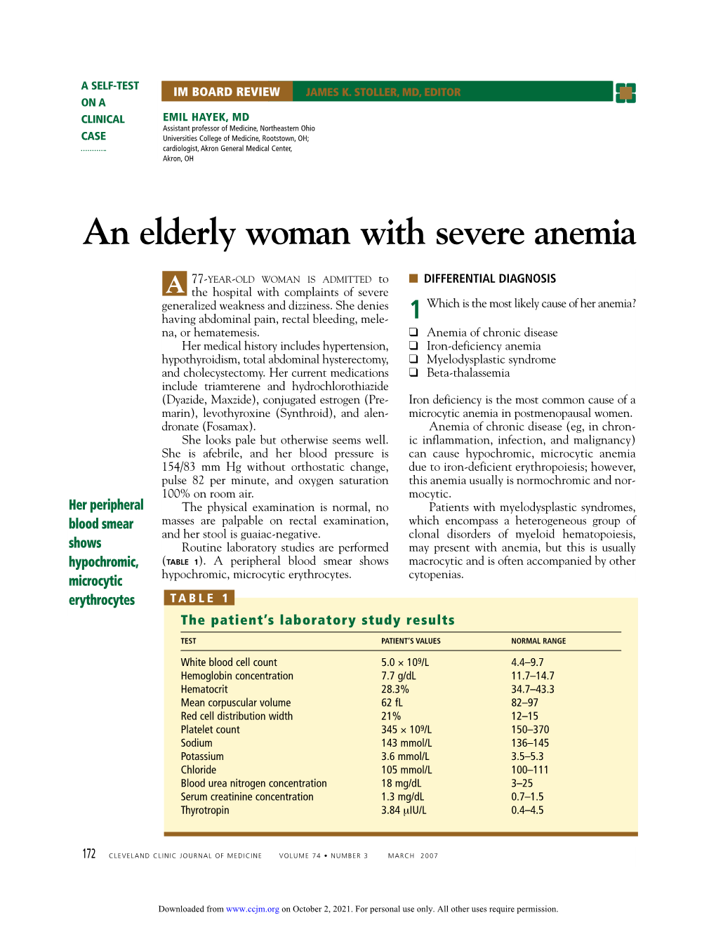 An Elderly Woman with Severe Anemia