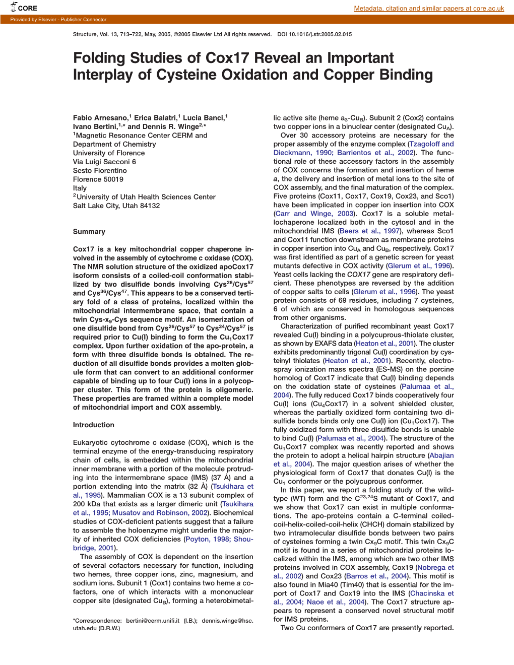 Folding Studies of Cox17 Reveal an Important Interplay of Cysteine Oxidation and Copper Binding