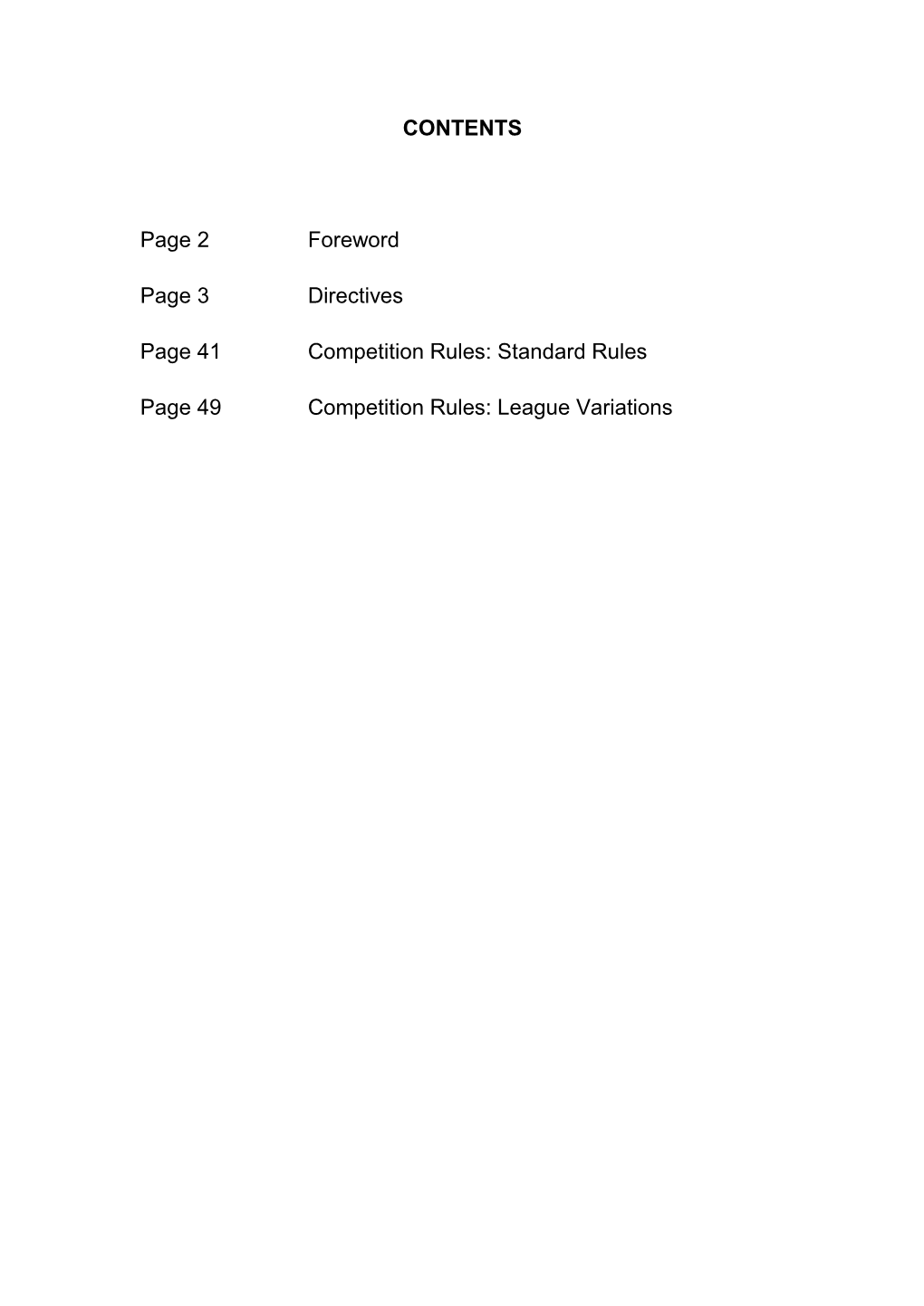 Standard Rules Page 49 Competition Rules: League Variations