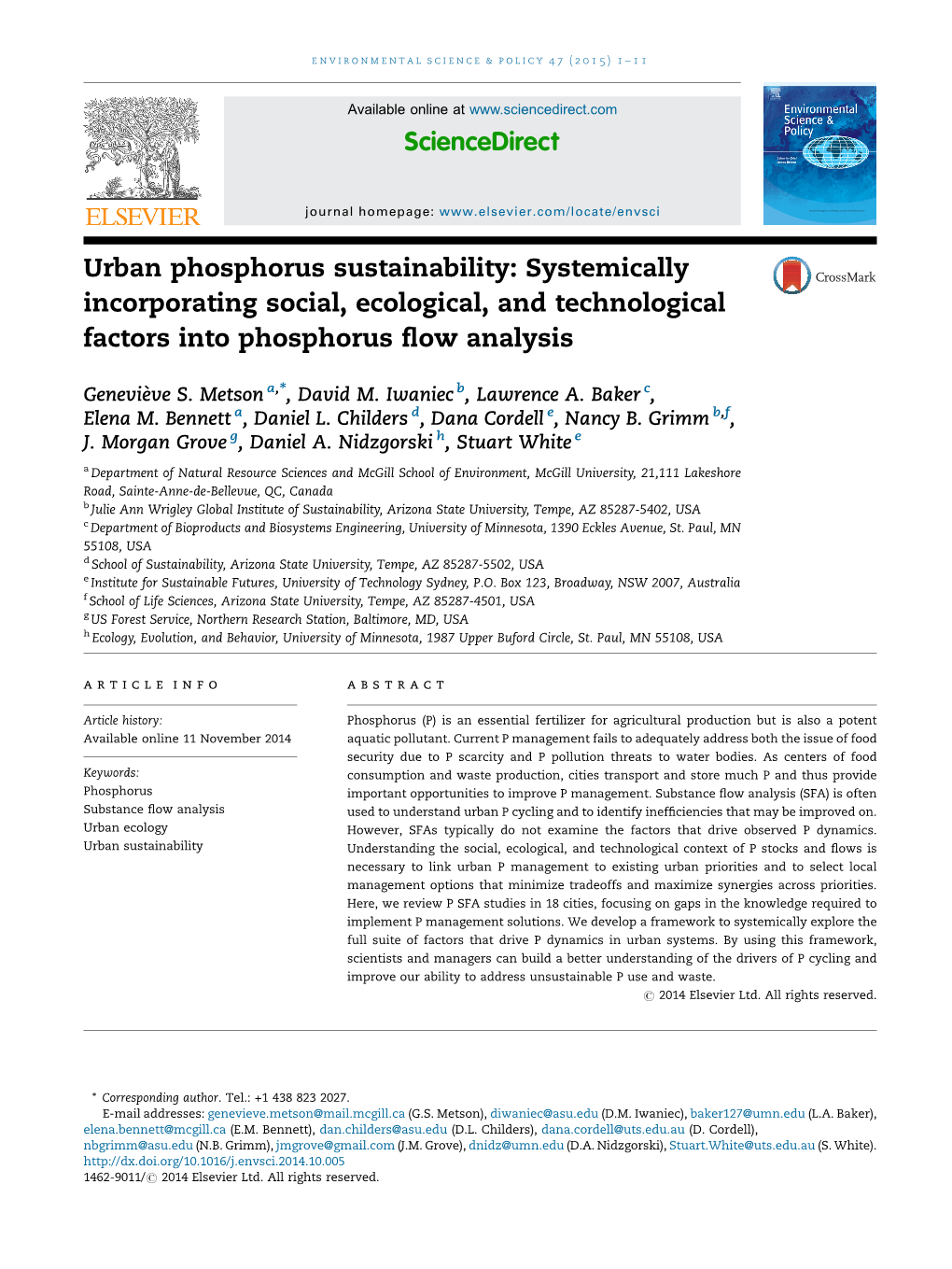 Urban Phosphorus Sustainability: Systemically