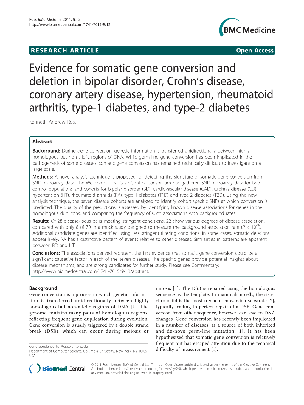 Evidence for Somatic Gene Conversion and Deletion in Bipolar Disorder