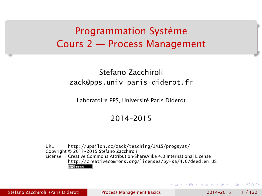 Programmation Système Cours 2 — Process Management