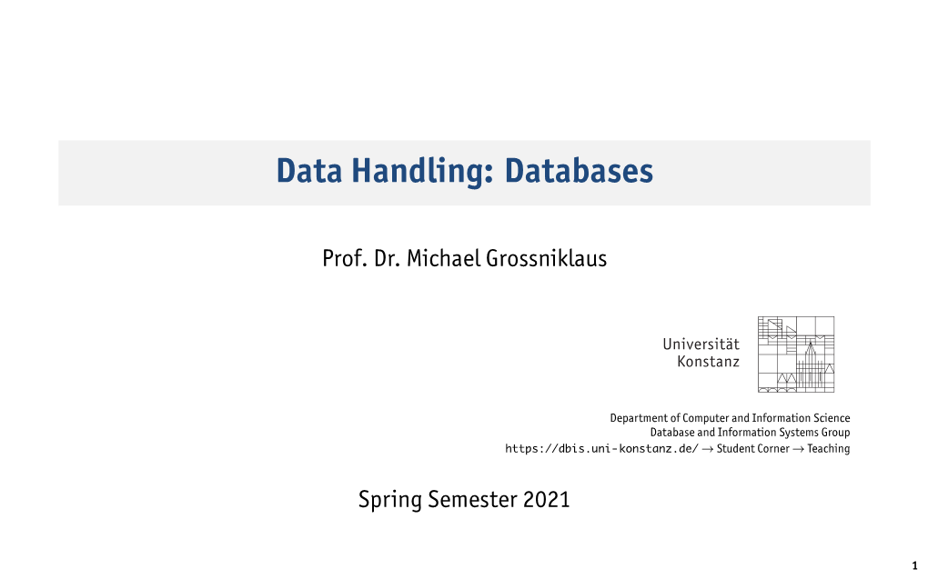 Data Handling: Databases