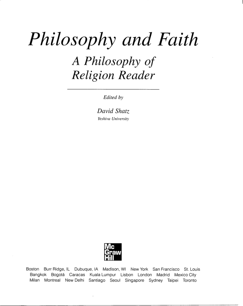 Philosophy and Faith a Philosophy of Religion Reader