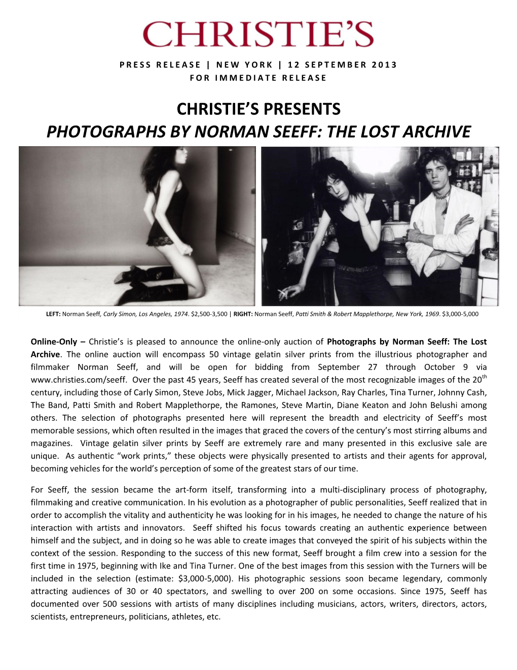 Christie's Presents Photographs by Norman